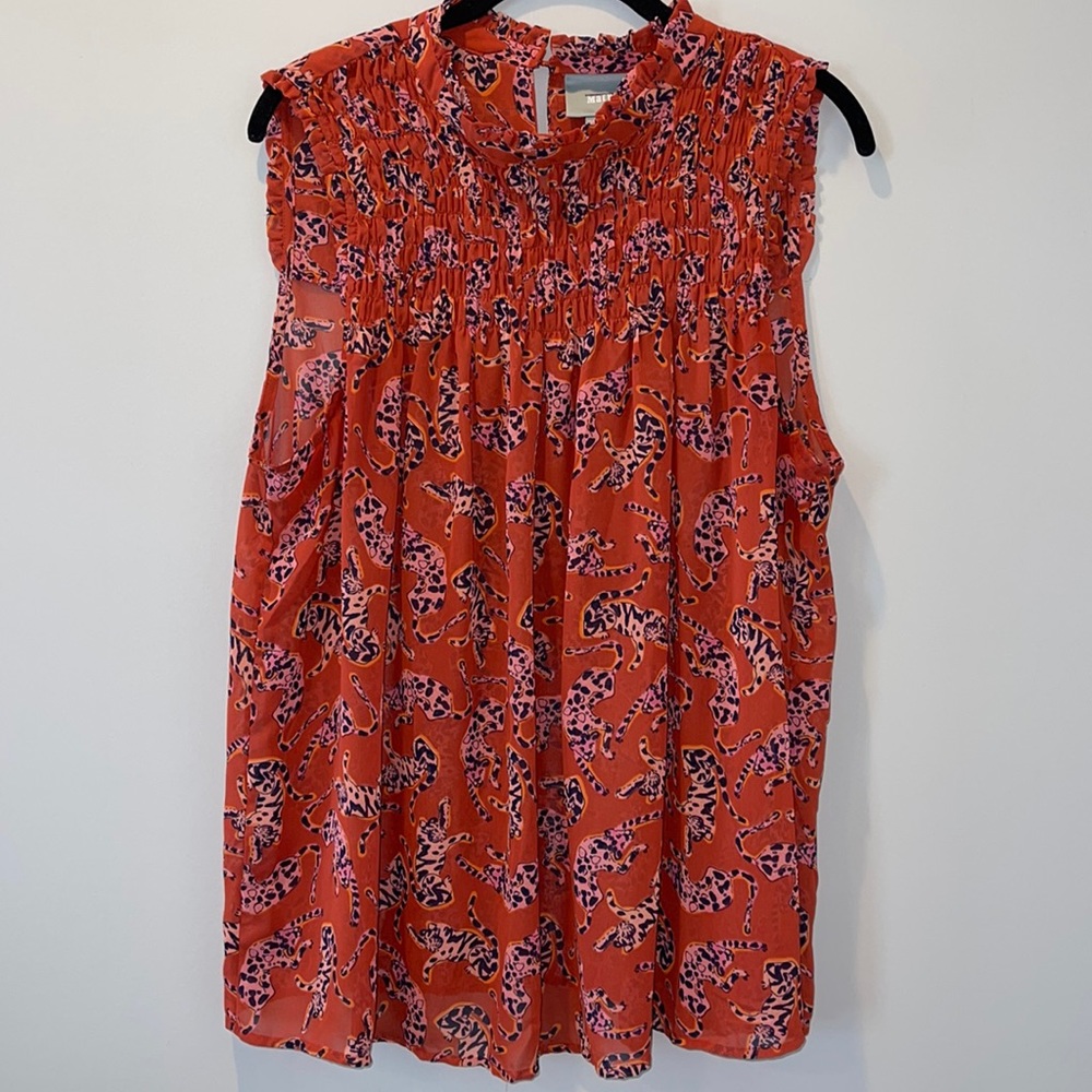 Maeve Anthropologie Sleeveless Top Shirt Cheetah Leopard Cat Size 16